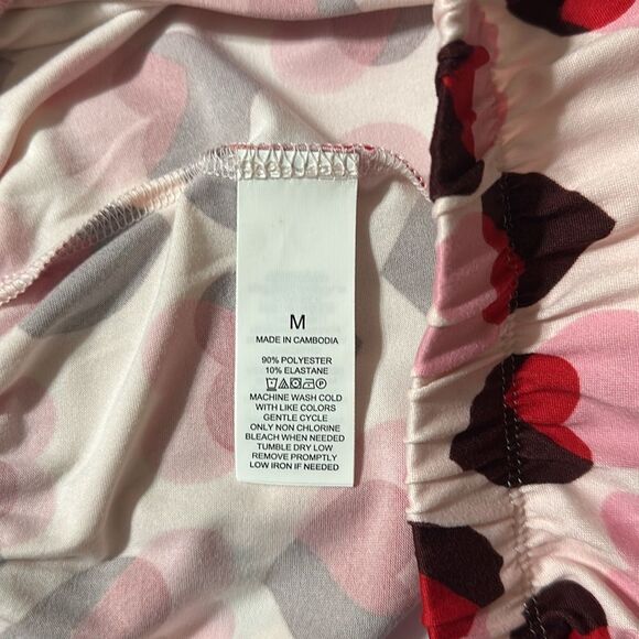 kate spade Pink Red Burgundy Overlapping Hearts Notch Collar Long Sleeve Pant PJ - Picture 11 of 12